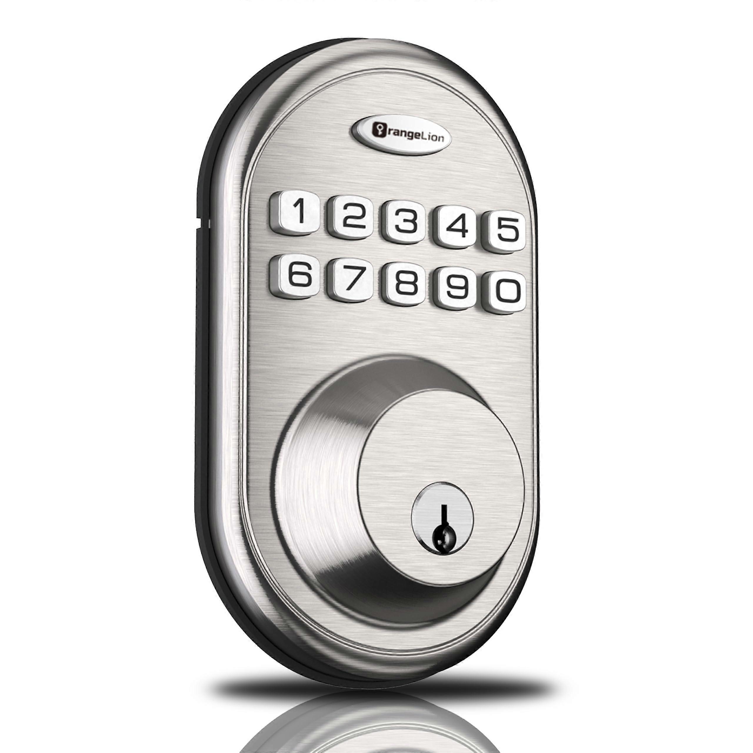 Smart Door Lock with Keypad and Handle, Keyless Entry Deadbolt for Front Door, Auto Lock, Silver