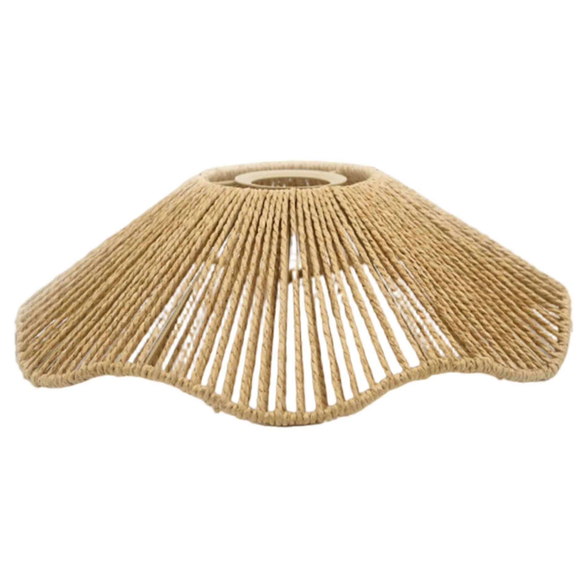 Boho Flower Shape Rattan Pendant Light Shade Rustic Woven Ceiling Fixture for Bedroom Kitchen