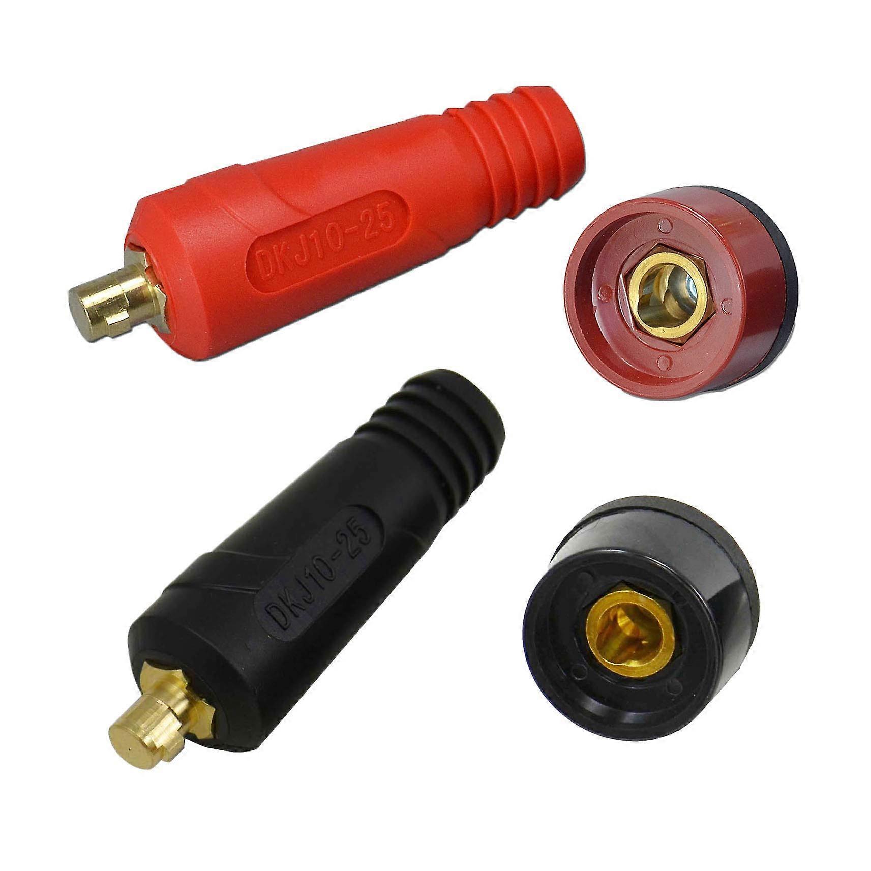 200A Euro Style TIG Welding Cable Connector Set, Red and Black Dinse Quick Fit Plug Socket