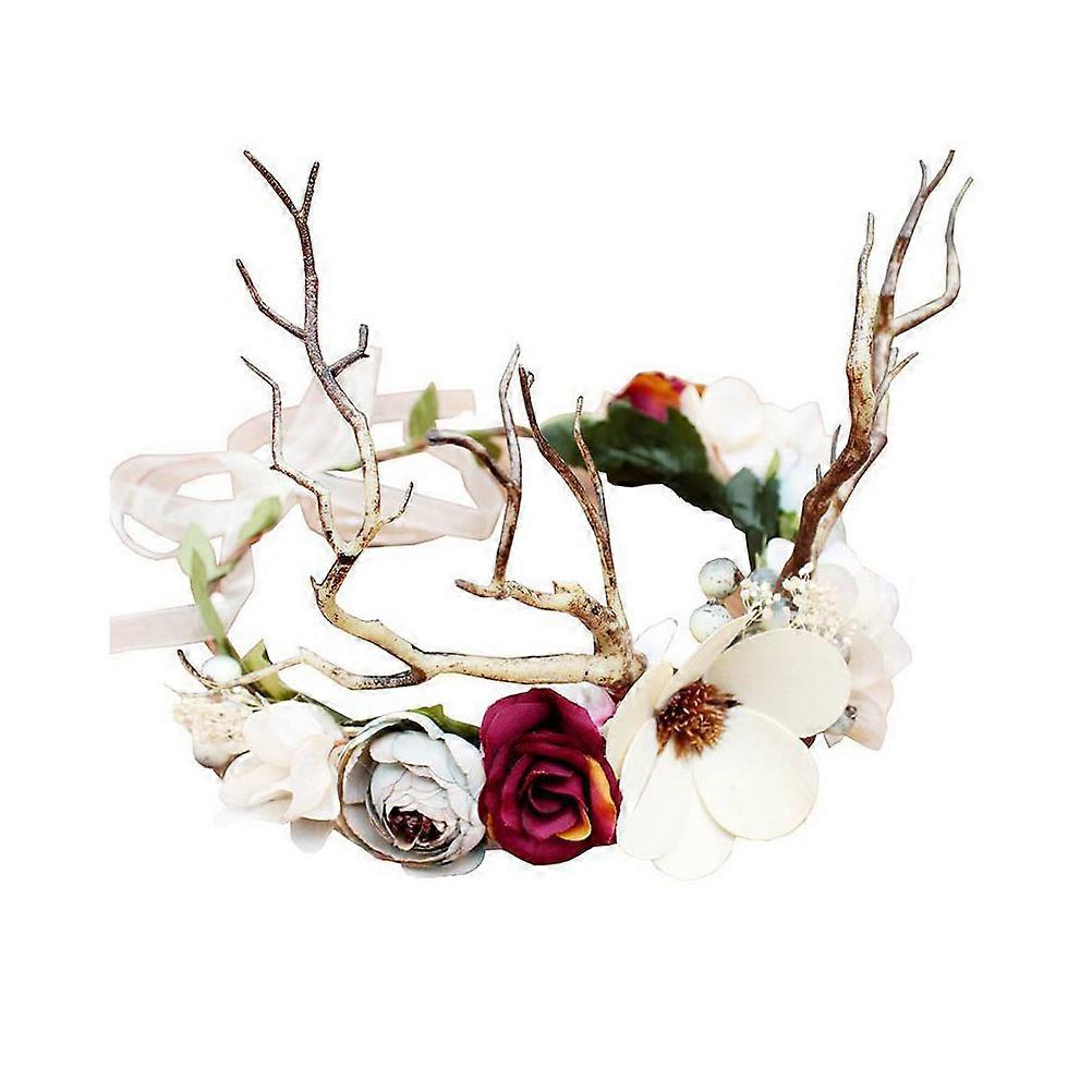 Glowing Effect Artificial Flower Tiara Design Carnival Accessory 55x15cm 1Pack