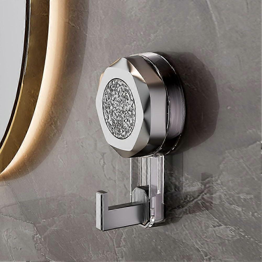 Suction Cup Hook 360 Degree Rotating No Drilling Wall Mounted Strong Adhesive for Kitchen Bathroom Grey