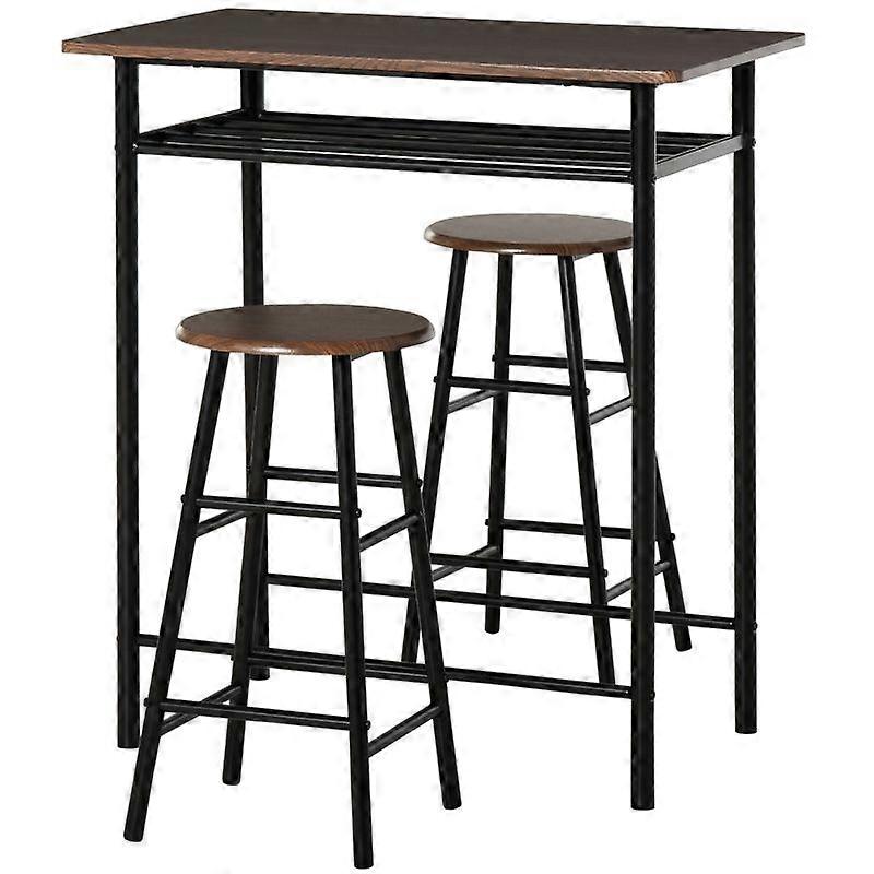 Bar Table Set Footrest Storage Shelf Kitchen Dining Room Pub Cafe