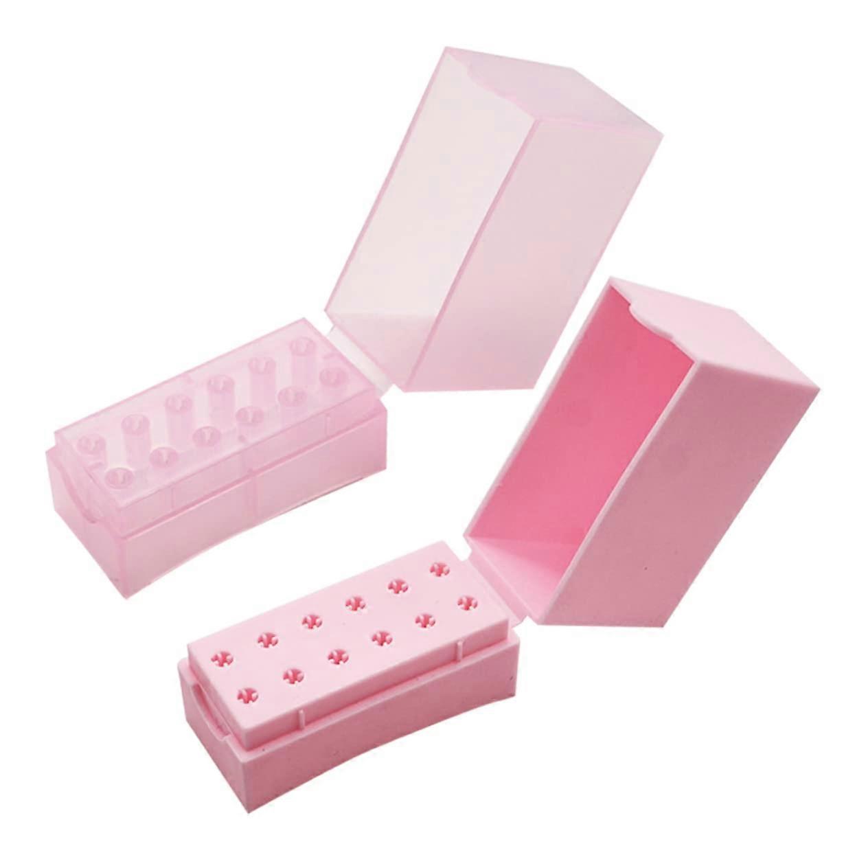 2pcs Nail Drill Bits Holder Organizer for Salon and Home Compact Storage Box Set