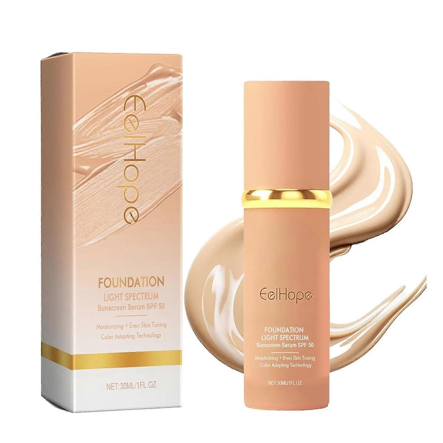 Foundation with SPF 50+ Sun Protection, Long Lasting Waterproof Hydrating Buildable Coverage
