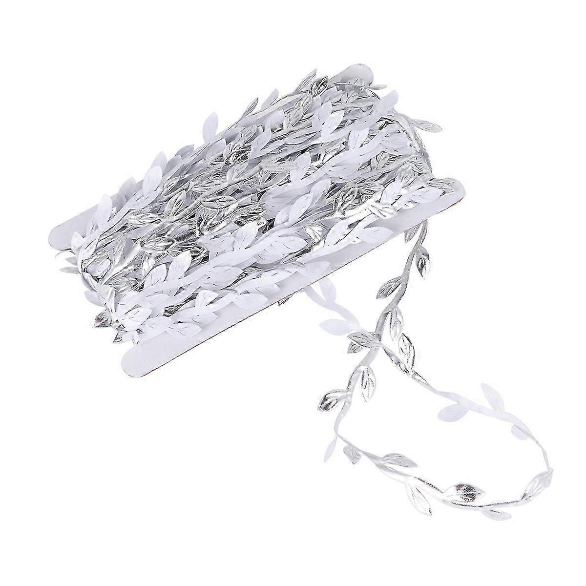 Leaf Hanging Artificial Vine Rattan for Decoration 3 Rolls Silver