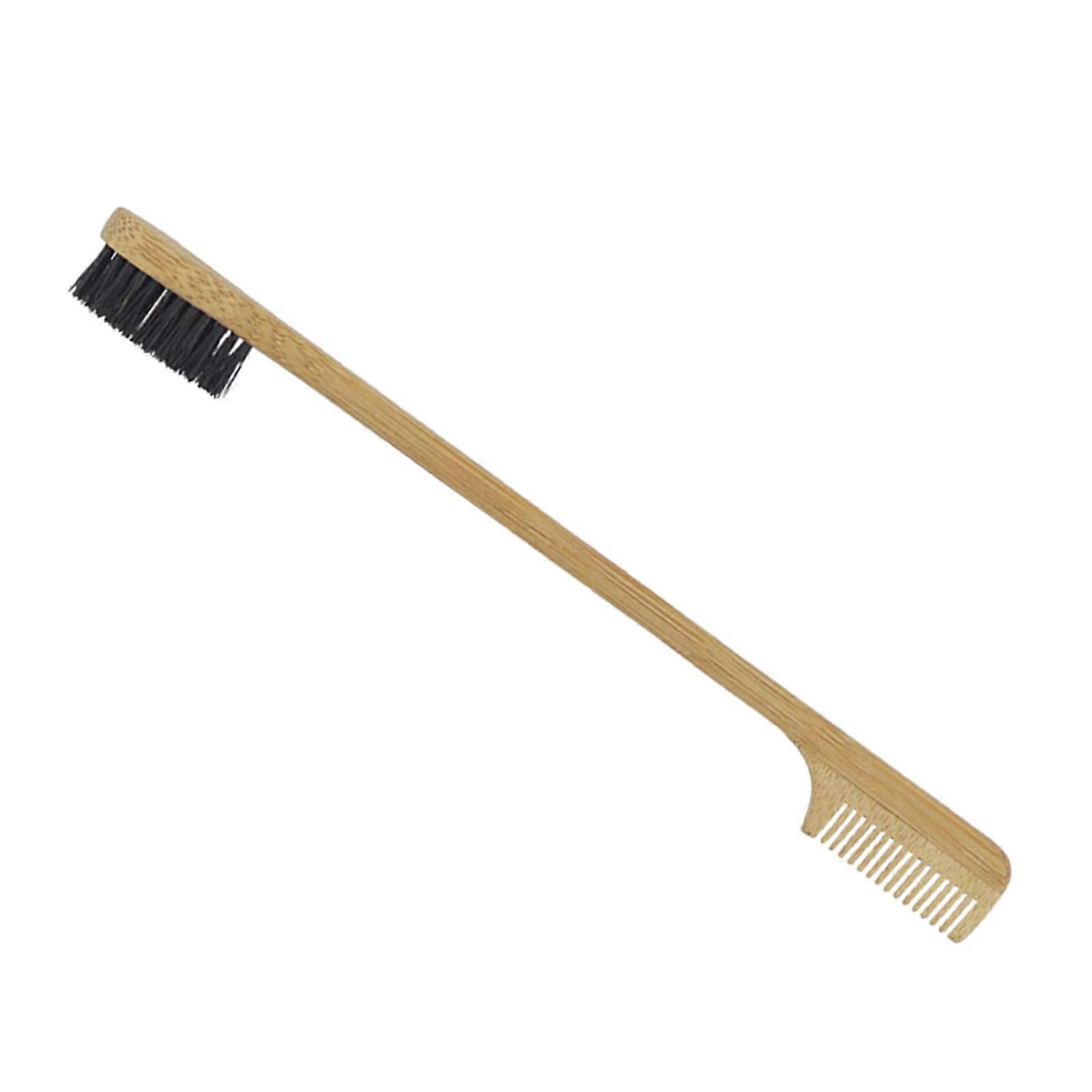 Bamboo 2in1 Eyebrow and Edge Control Brush with DualSided Comb for Precise Grooming