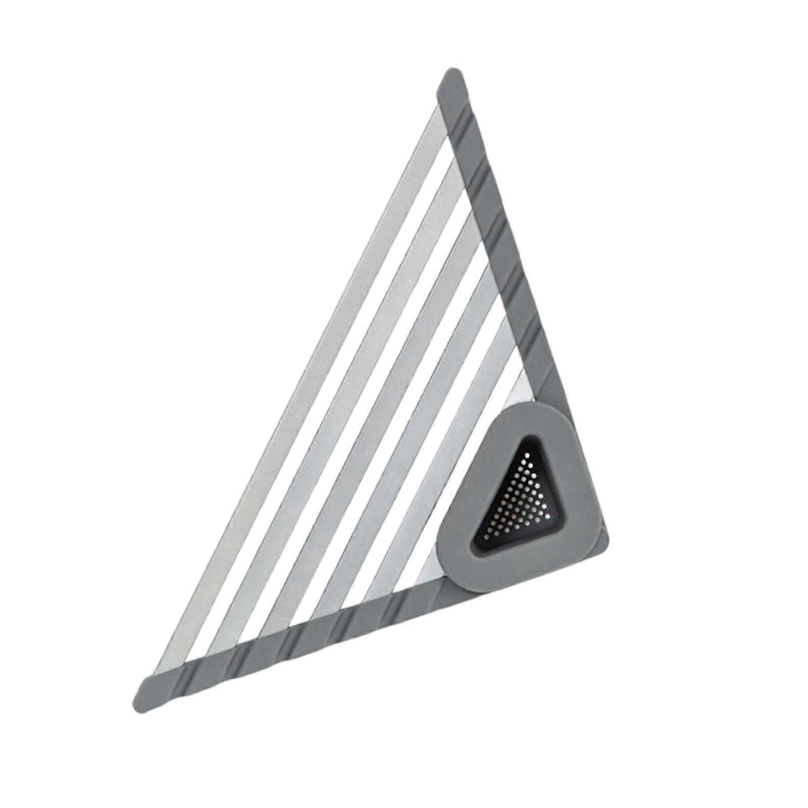 Foldable Silicone Dish Drying Rack with Drainboard, Space Saving Triangular Drainer for Kitchen