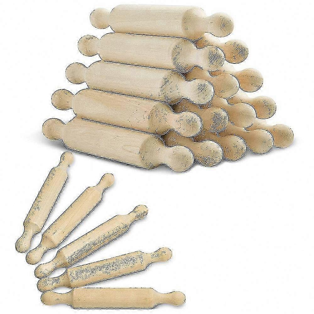 15-Pack Mini Wooden Rolling Pins, 6" Baking Tools for Dough, Small Kitchen Rollers