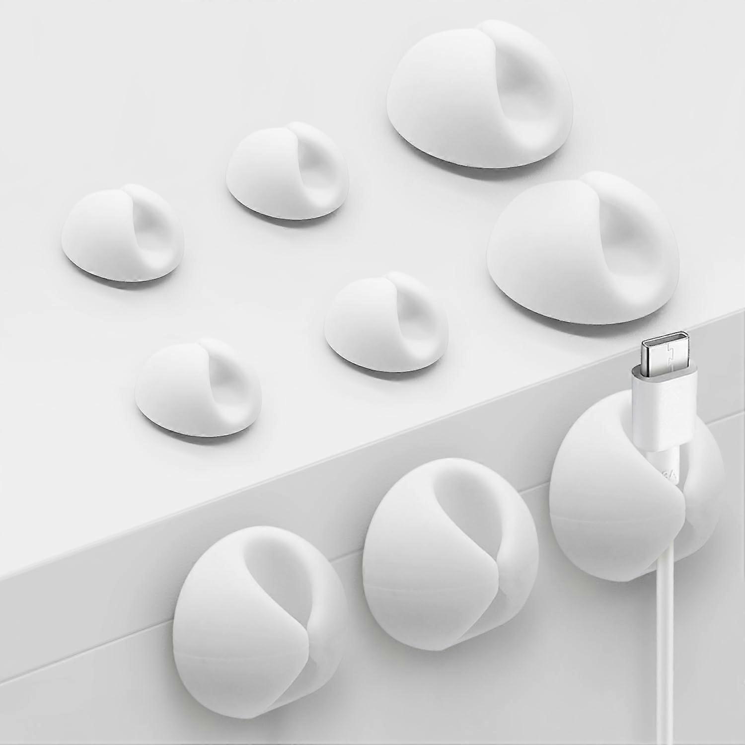 Cable Clips White 9 PCS Cord Organizer for Desk and Nightstand Strong Adhesive Multiple Sizes