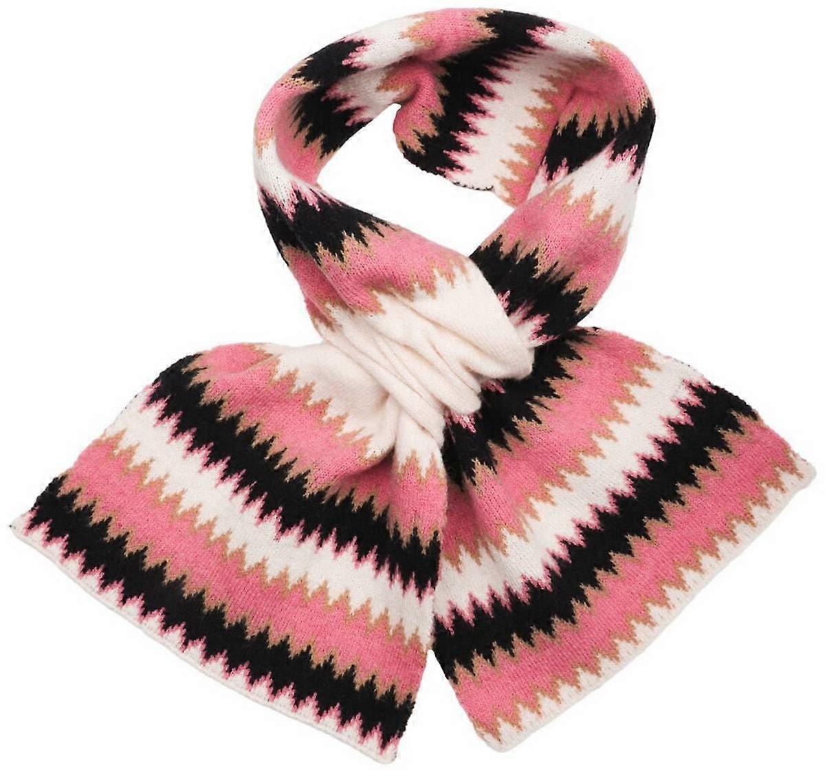 Zelly Knitted Zigzag Scarf - Pink/Black