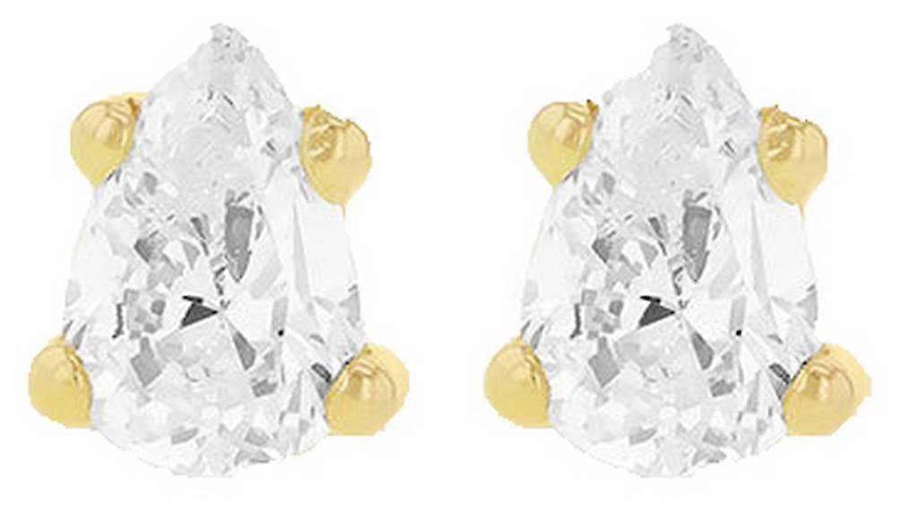 KJ Beckett Pear Stud Earrings - Yellow Gold/Clear