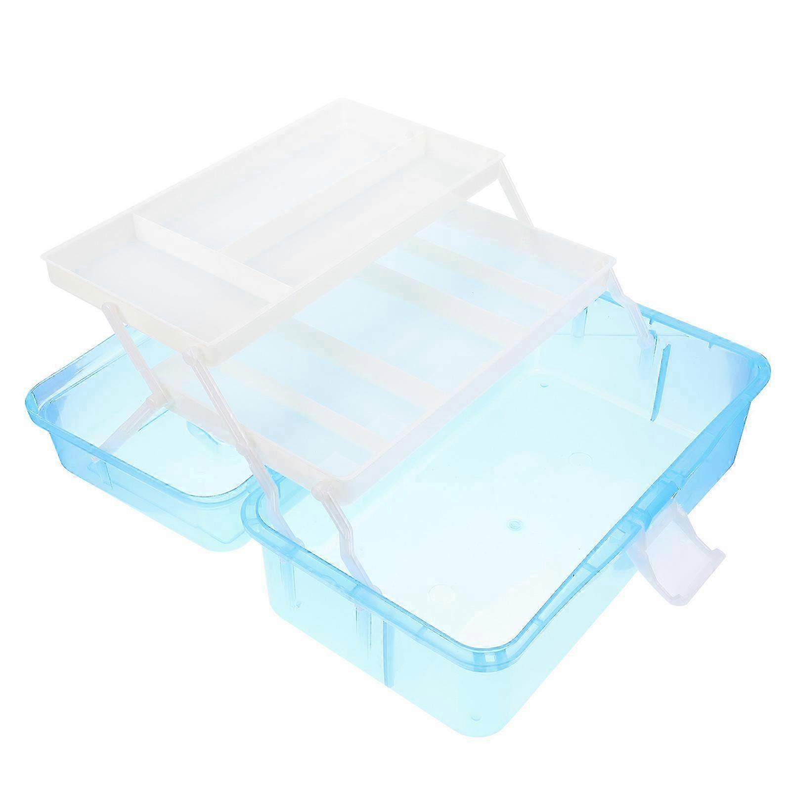 Blue Plastic Tool Box Portable Storage Container for Home 1Pcs