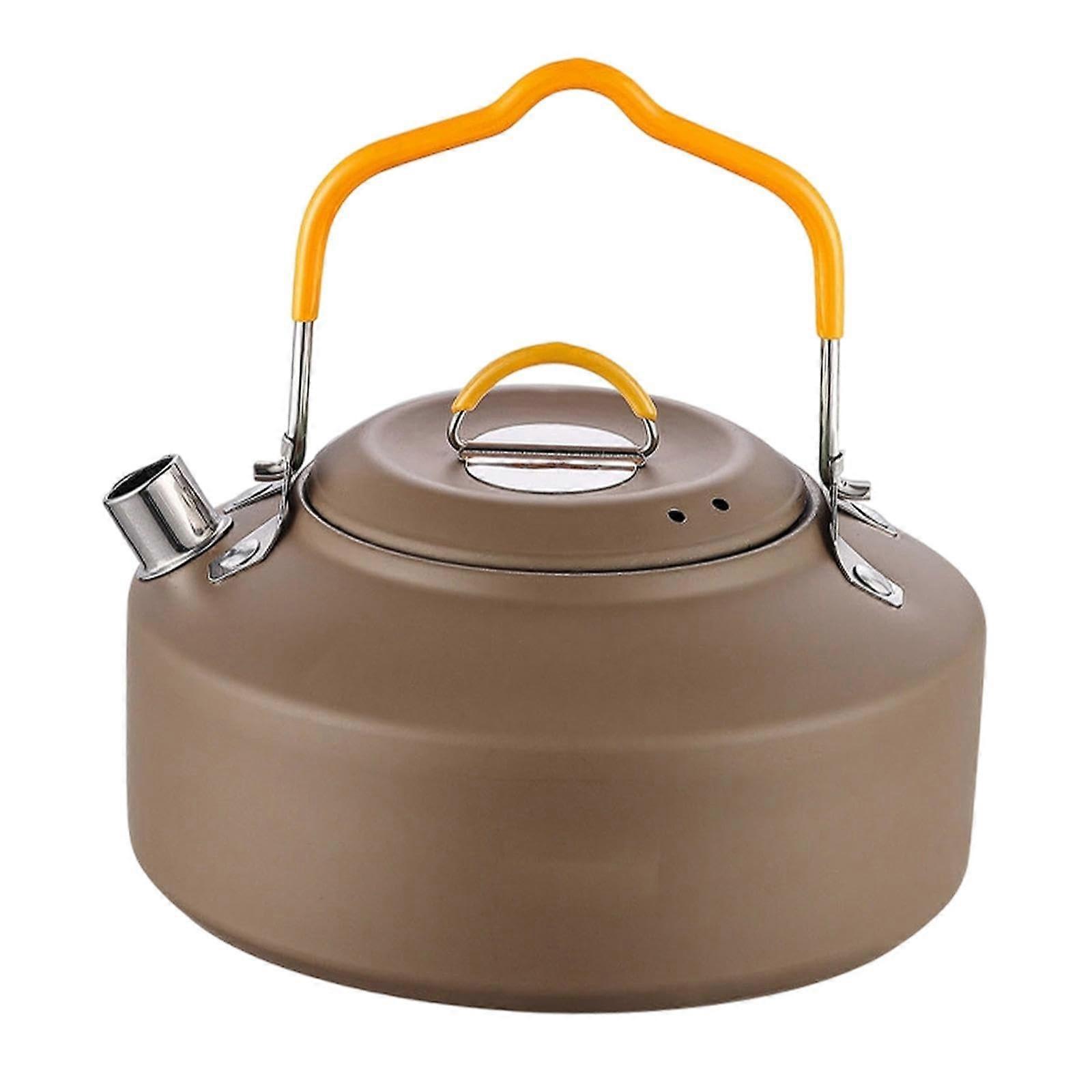 1L Stainless Steel Camping Kettle with Foldable Handle for Outdoor Tea Coffee Hiking and Picnic Use