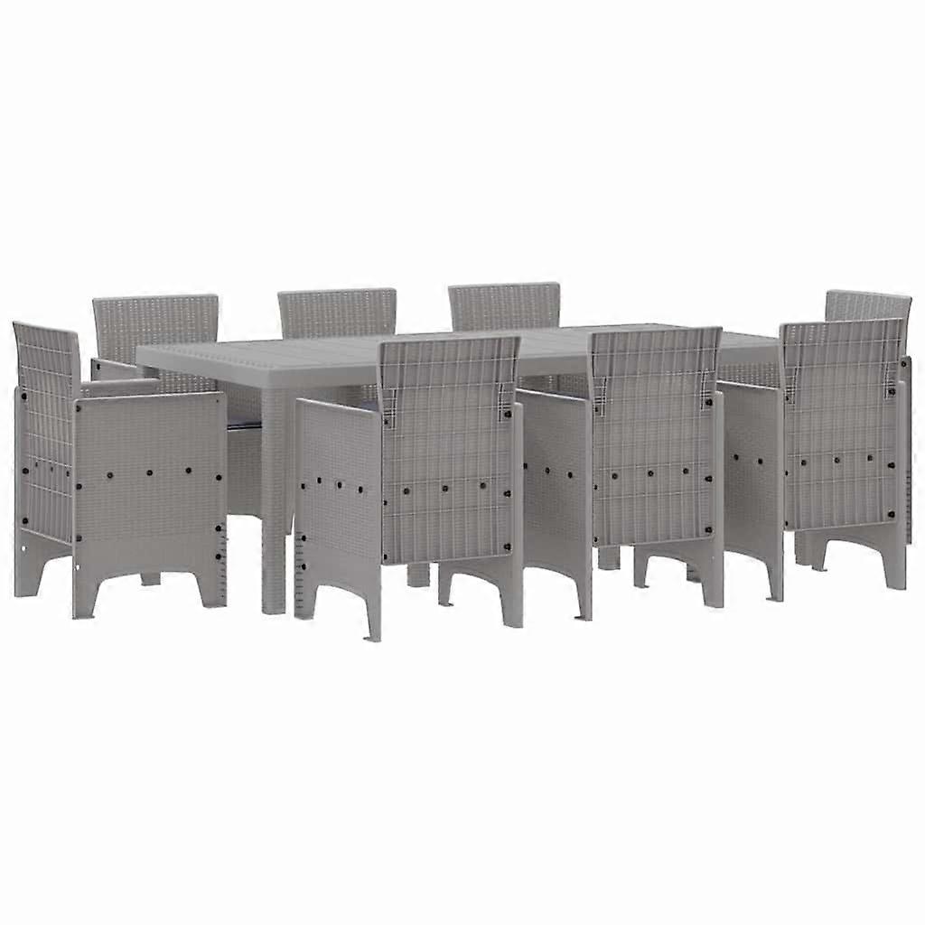 vidaXL Tuin Eetset 9 pcs Lichtgrijs Polypropyleen