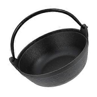 Cast Iron Camping Pot with Lid 19cm Nonstick Outdoor Cookware for Hiking Picnic and Versatile Cooking