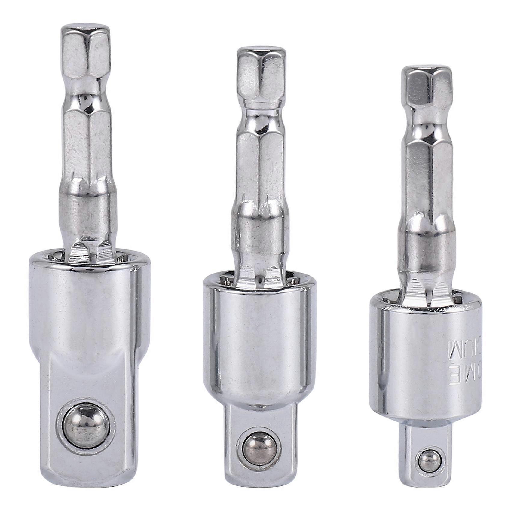 3 Pack Impact Grade Socket Adapter 360-Degree Universal Joint Swivel Socket Set, Socket to Drill Adapter