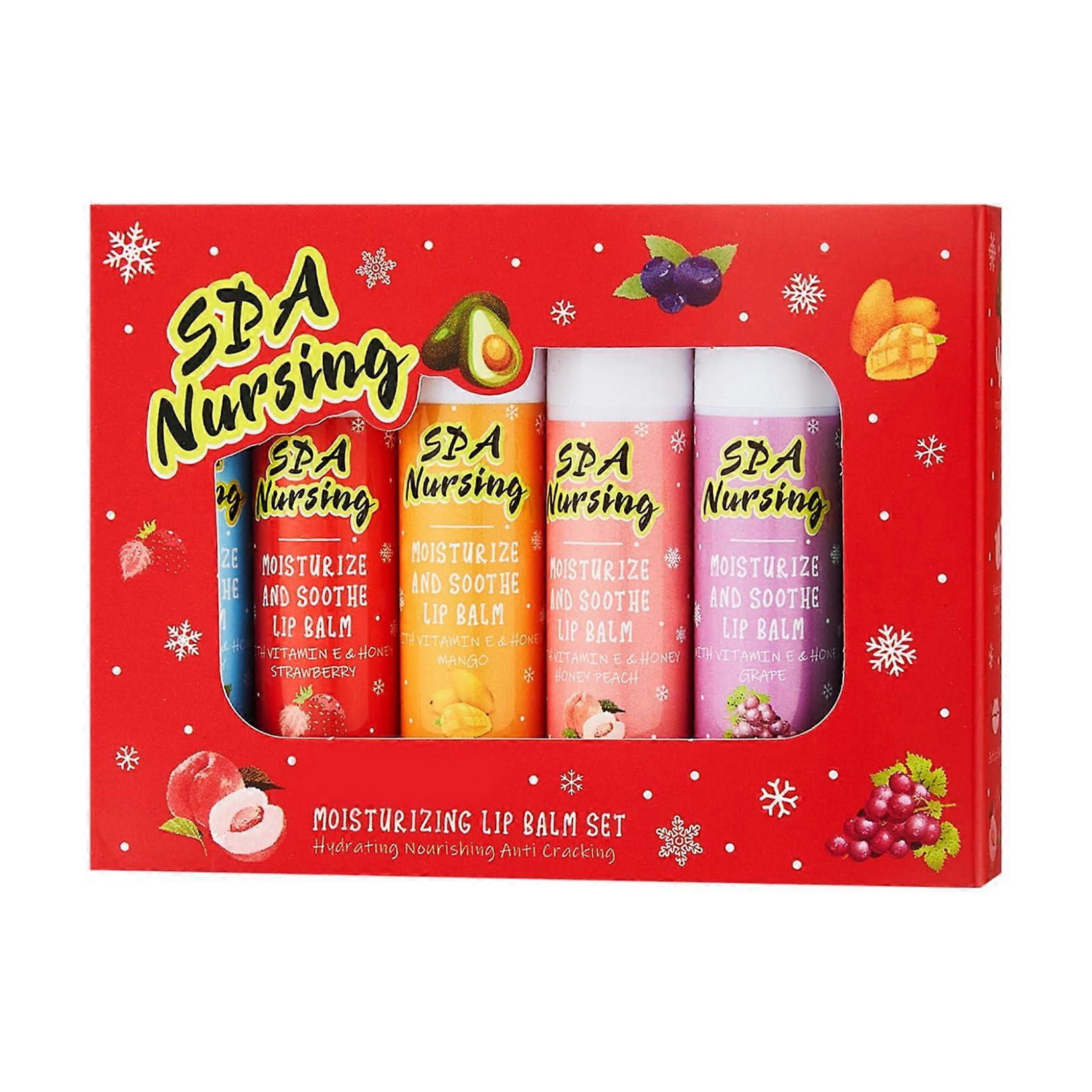 6 Piece Lip Balm Set Deep Hydration Assorted Fruit Flavors Strawberry Coconut Multicolor