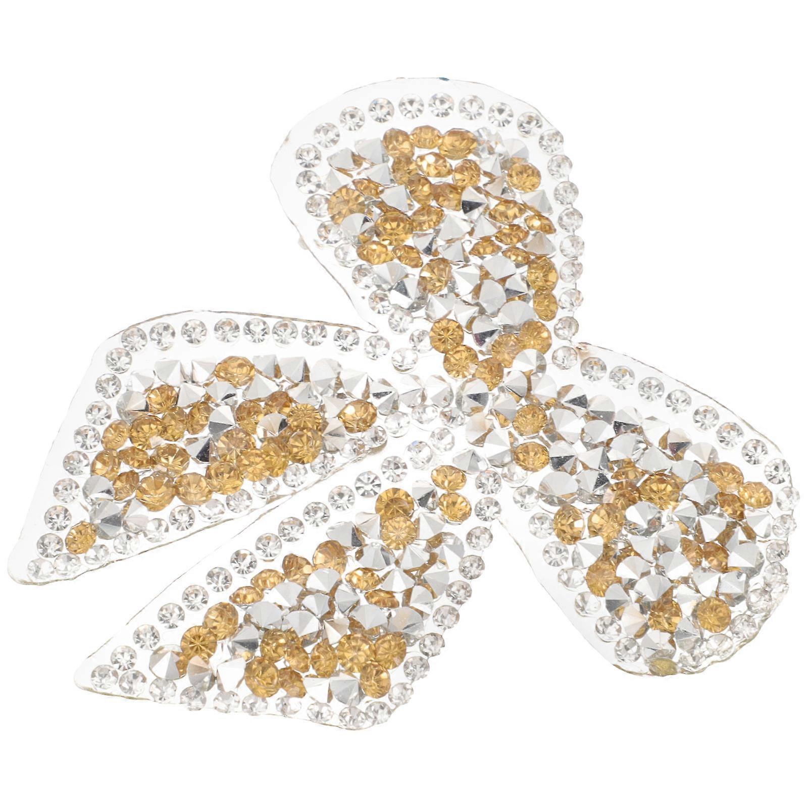 Bowknot Rhinestone Patch for Clothes Decoration Yellow