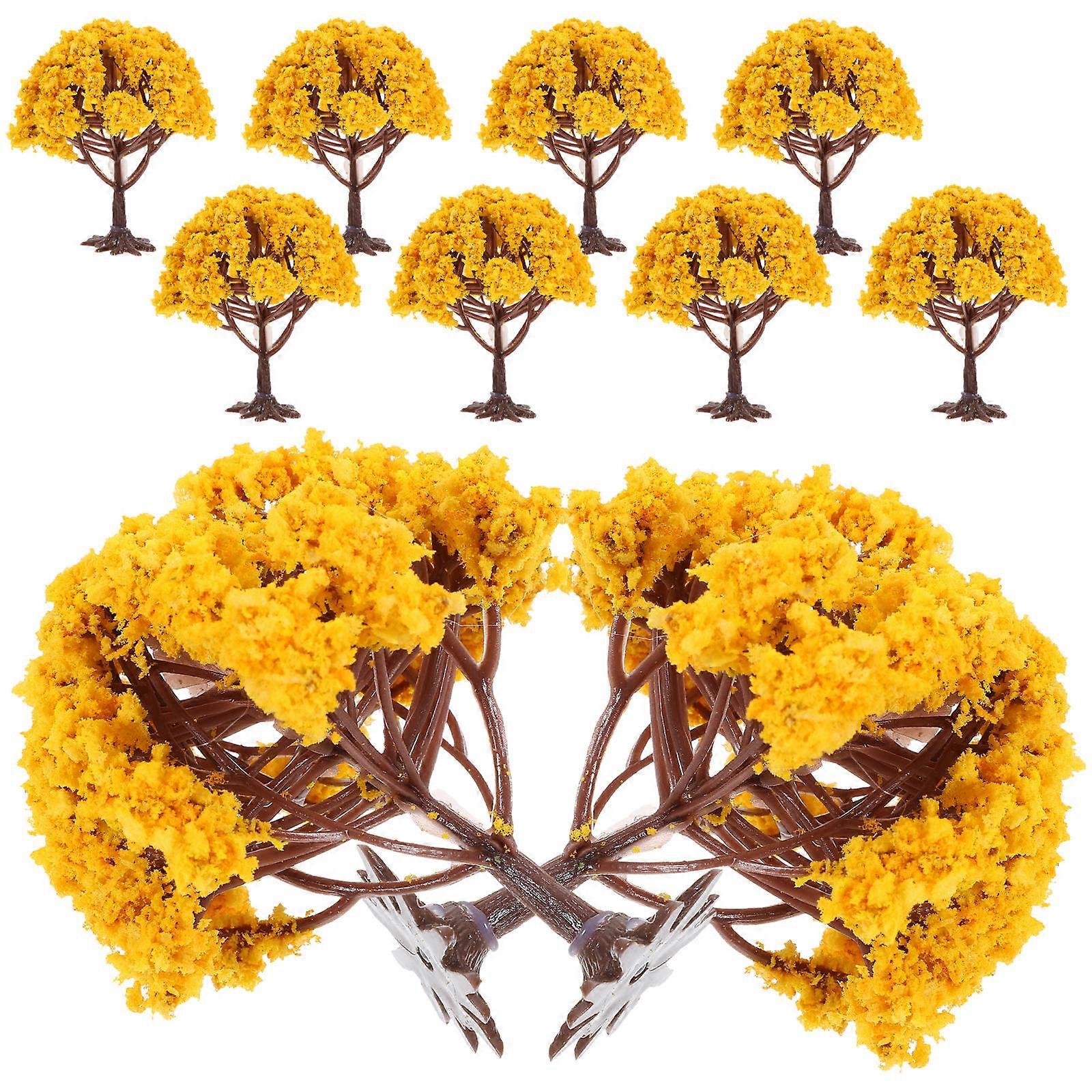 Miniature Model Trees for Decoration Simulation Tree Model 10Pcs Orange