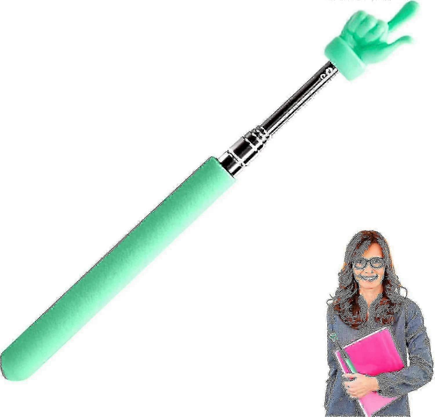 Telescopic Teachers Pointer, Mini Hand Pointers Finger Pointer Stick, Retractable Teacher Pointer, Presentation Tool Green