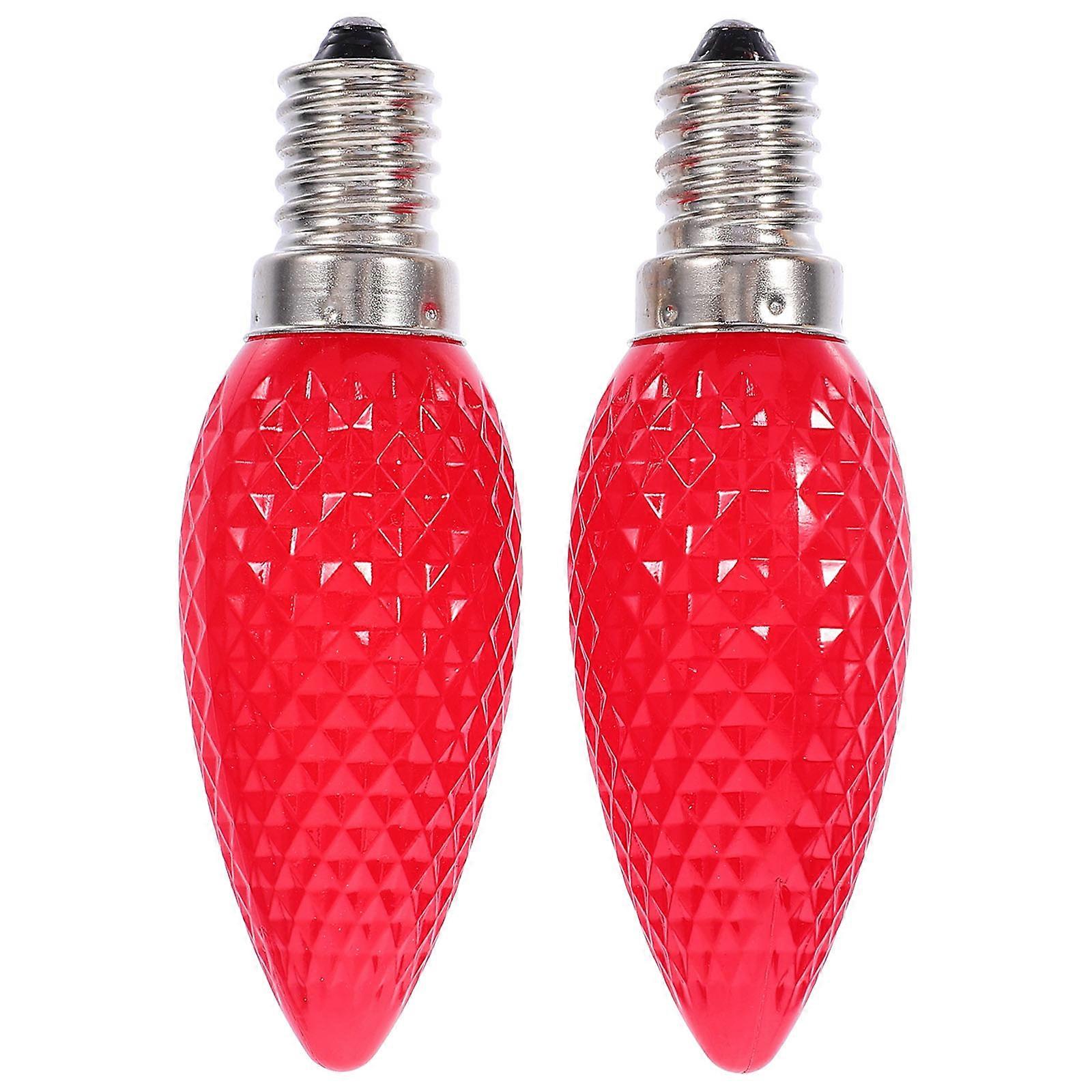 LED Candle Bulbs Christmas Pattern for Decoration 2Pcs Red E14 Socket Lights