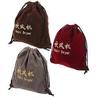Assorted Color Hair Dryer Bag for Storage Use 3Pcs Drawstring Fabric Bags