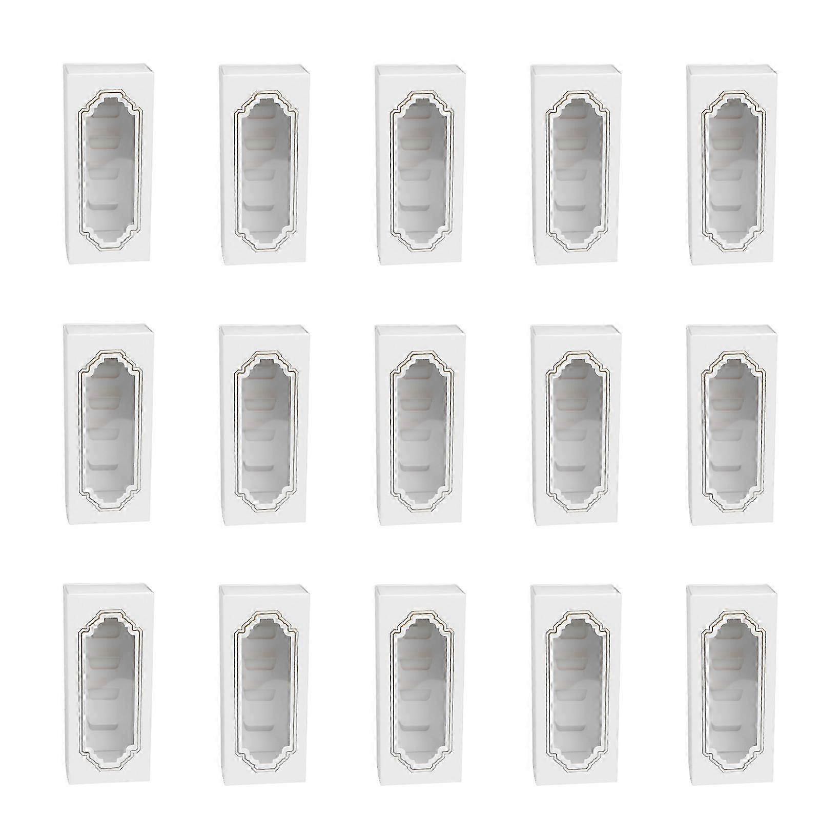 White Paper Macaron Storage Boxes, Dessert Packaging,15Pcs