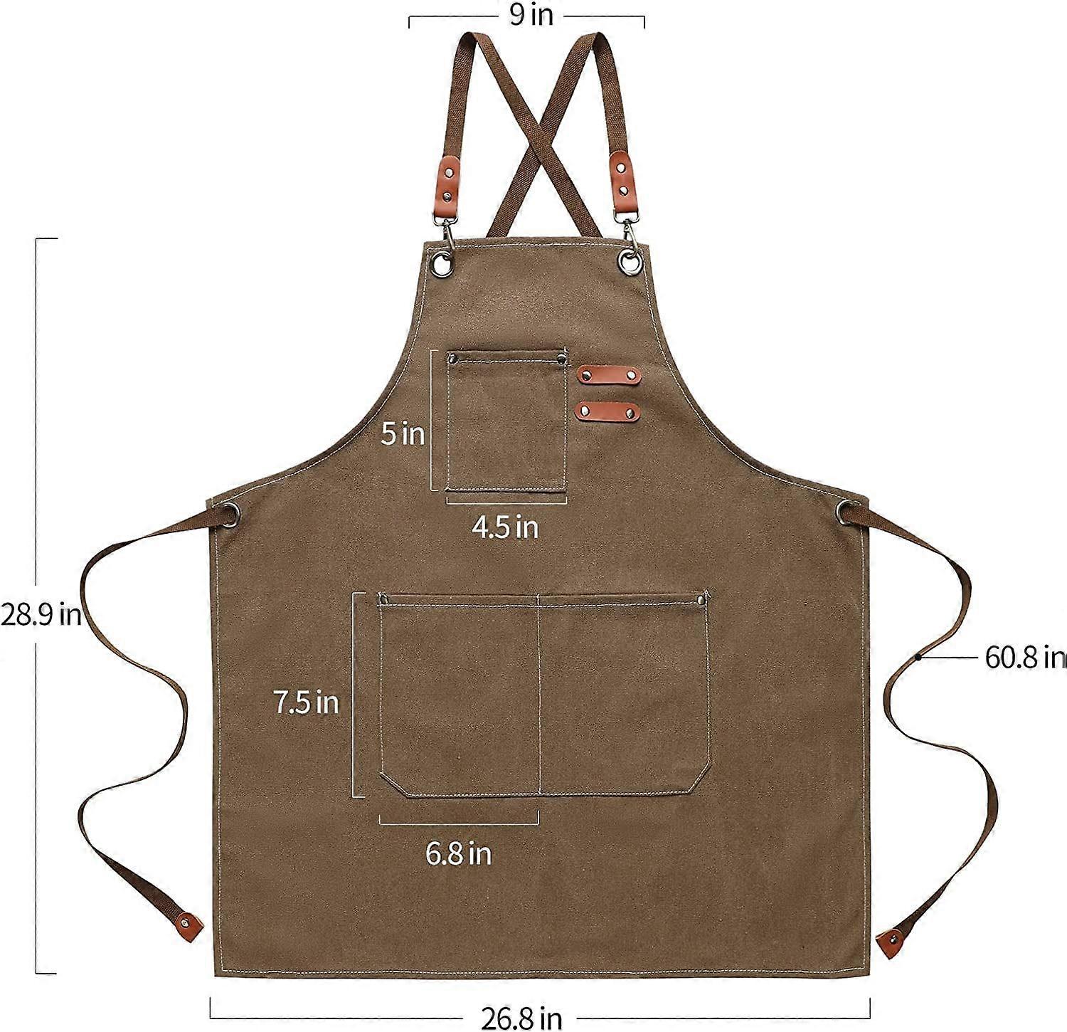 Canvas Work Aprons for Men with Pockets.Adjustable Strap and Large Pockets