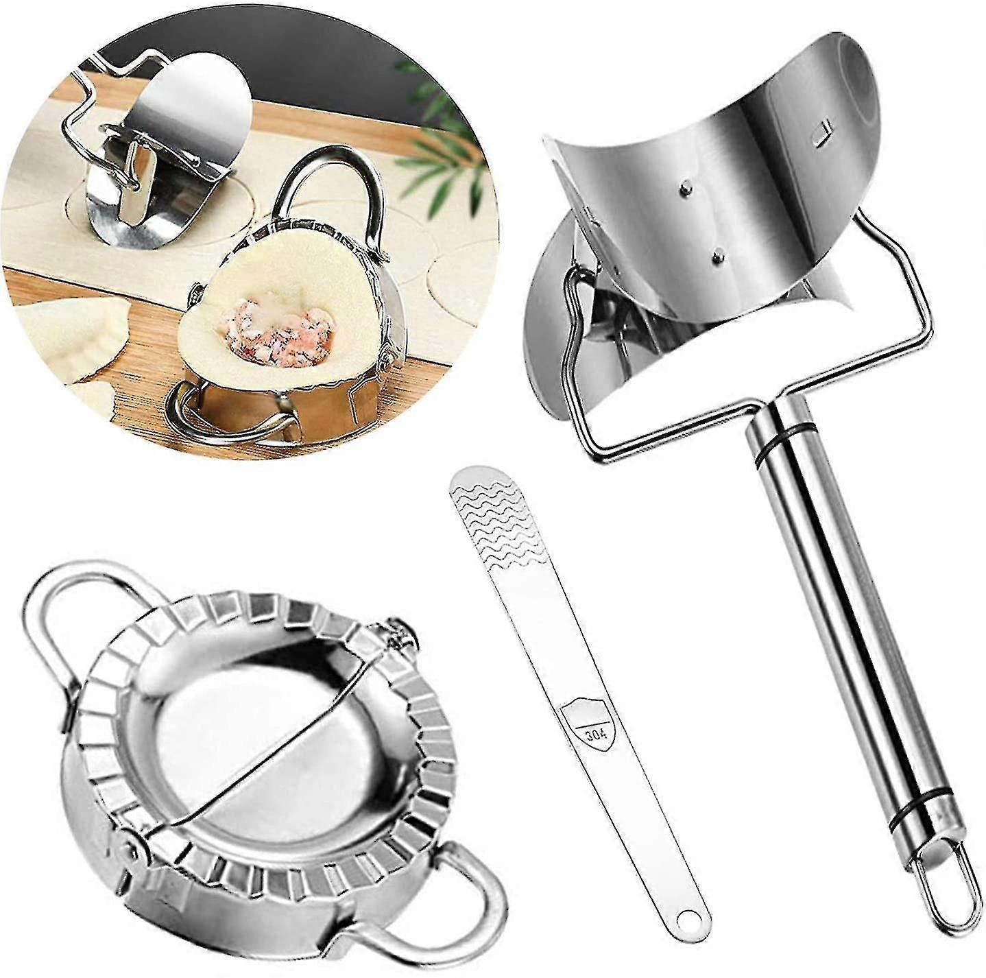 3stk Dumpling Maker, rustfrit stål Dumpling Mold og Dumpling Machine Press, 3.9 tommer