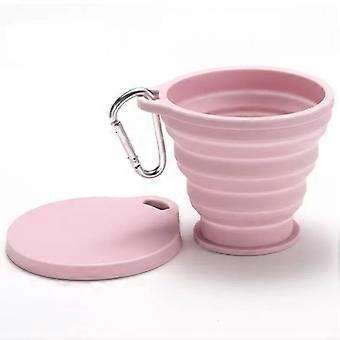 Foldable Silicone Water Cup with Lid, Portable Travel Rinse Cup with Carabiner Clip, Heat-Resistant Collapsible Beverage Cup for Camping, Hiking, and 