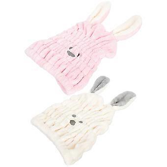 Hair Drying Caps Rabbit Pattern Towels for Home Use 2Pcs Pack
