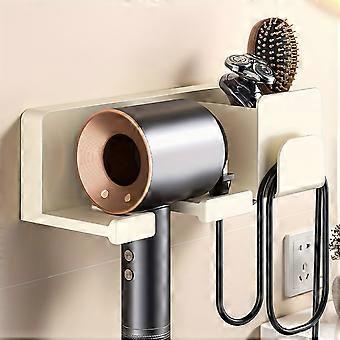 Wall Mounted Hair Dryer Rack, No-Drill Installation, Modern Space-Saving Bathroom Storage for Home and Travel, Milky or Dark Grey