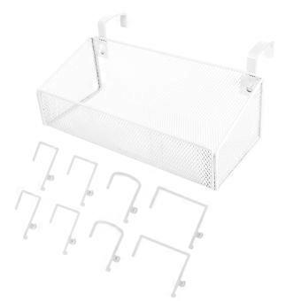 1 set di cestini portaoggetti sospesi da comodino accanto allo scaffale multiuso in metallo per collage, dormitorio, letto a castello, elementi essenziali, bianco