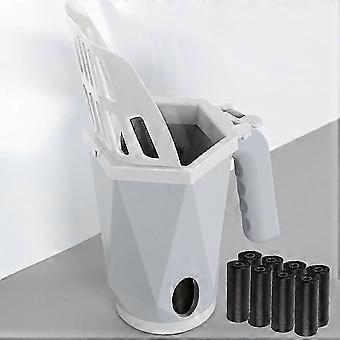Cat Litter Scoop, Cat Litter Scooper With 8 Waist Bags, Portable Cat Litter Shovel With Holder, Durable Integrated Kitten Deep Shovel Holder, Removabl