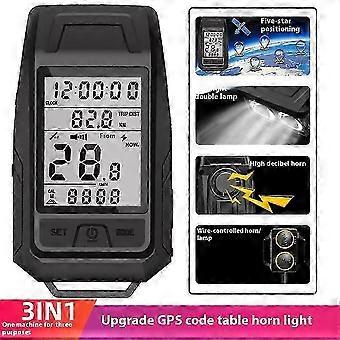 3-in-1 fietsgadgets - GPS-snelheidsmeter, voorlicht, claxon en fietszaklamp