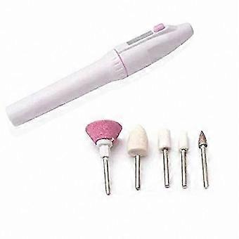 Home Manicure Portable Electric Nail Grinder and Nail Polisher, Battery Powered with 5 Heads