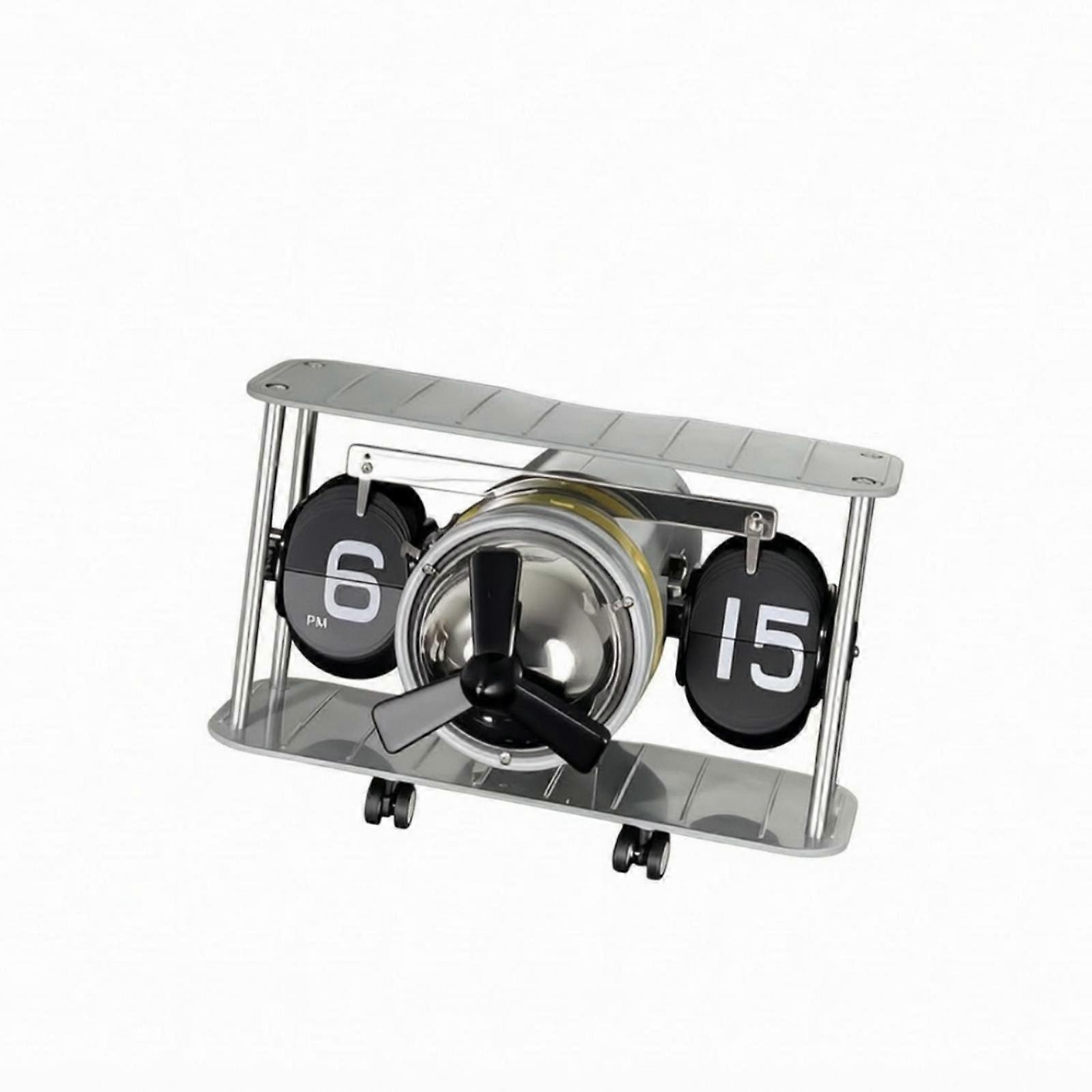 Mechanical Flip Clock Propeller Design Airplane Flip Clock Open Frame Home Decor