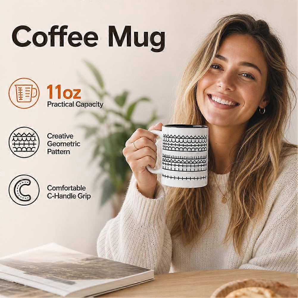 350ml Black Interior Hidden Message Coffee Mug K Pattern Novelty Cup