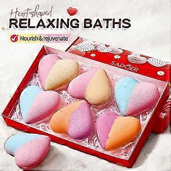 Heart-shaped Bath Bombs Gift Set Handmade Natural Bath Bomb for Women Floating Bubble with Pure Essential Oil for Self Care & SPA Relaxation, Birthday