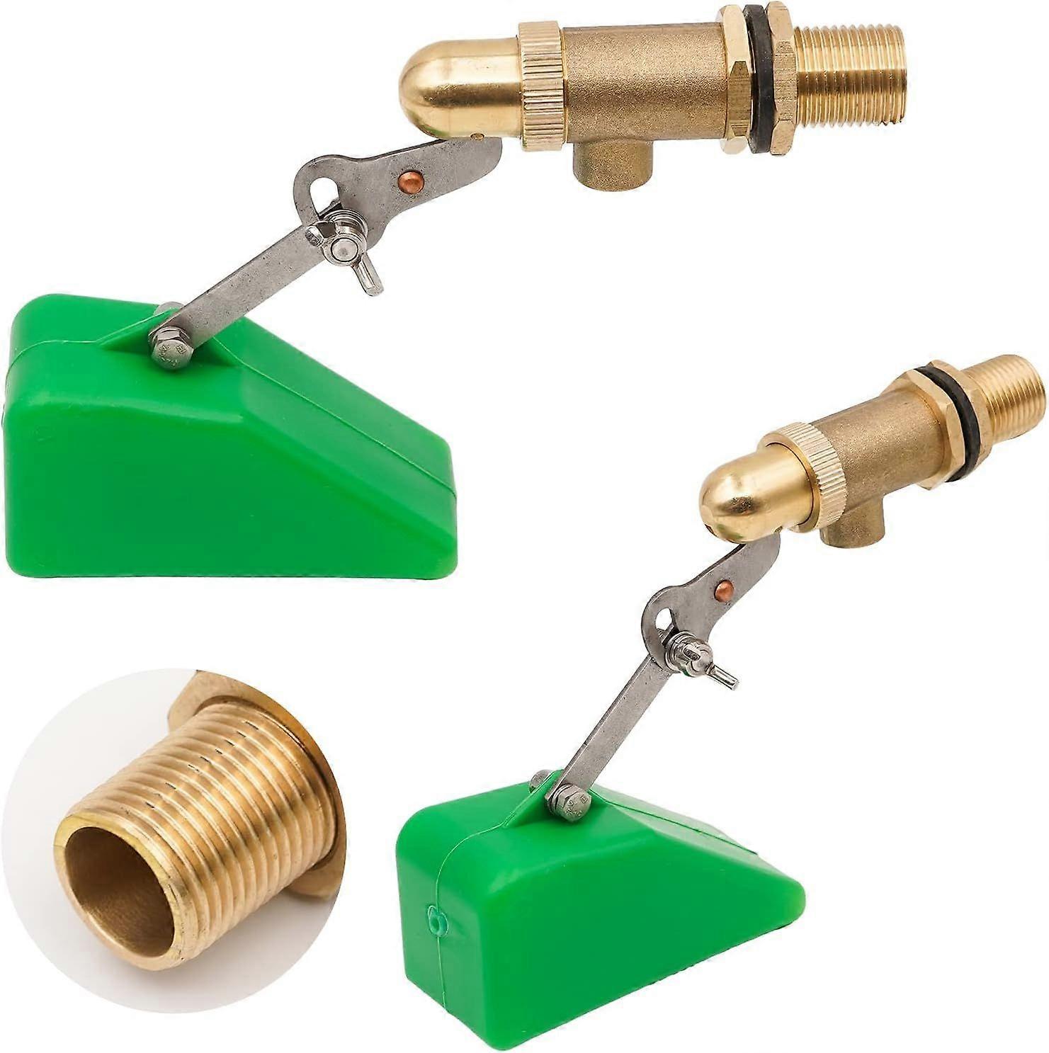 2 Pack 1/2 Inch Brass Float Valve Adjustable Water Level Control for Tanks