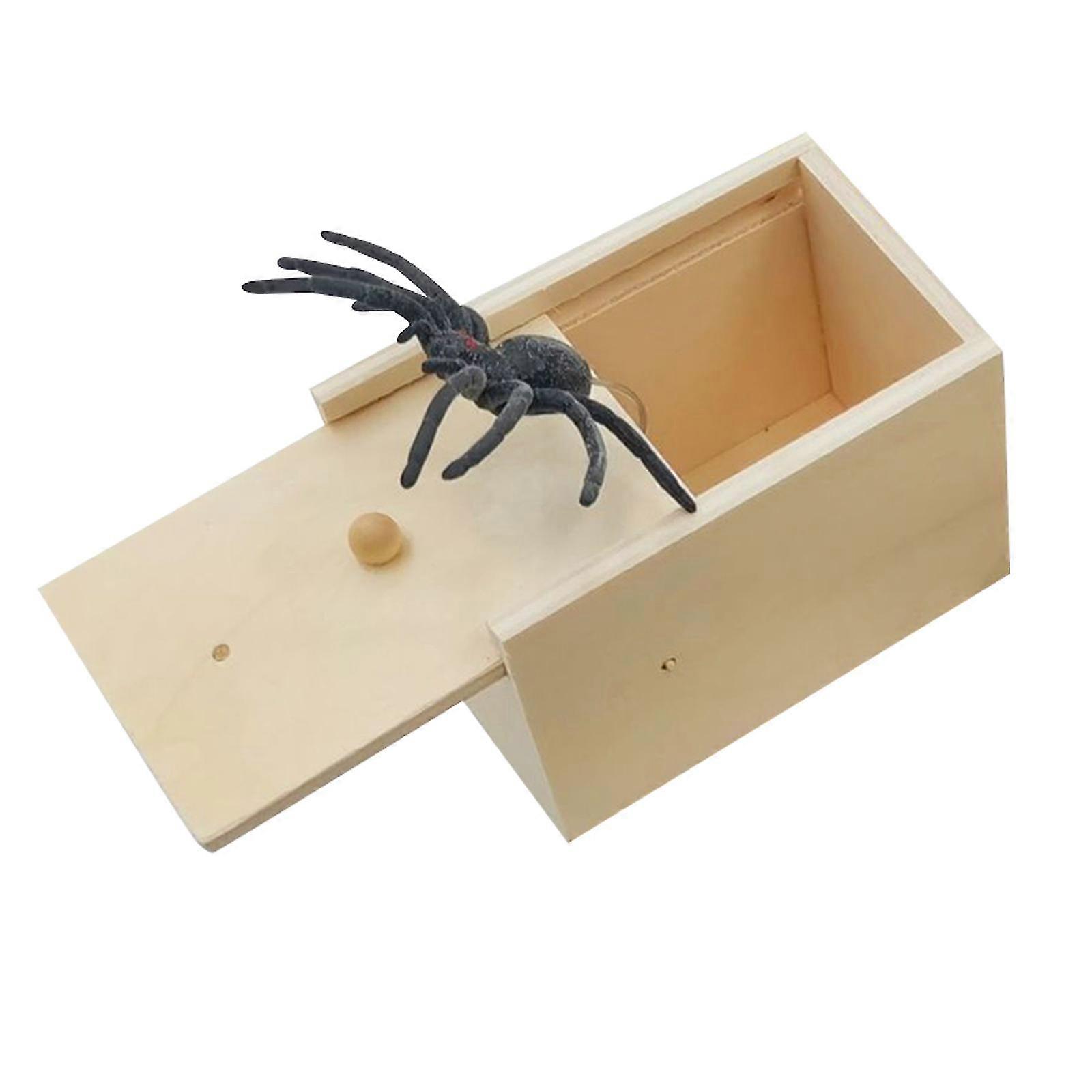 Realistic Spider Prank Box Wooden