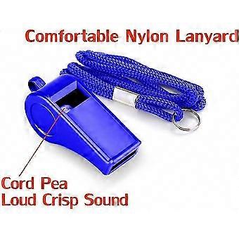 Sports Coach Whistle 2-Pack, Blue Plastic Whistle with Lanyard