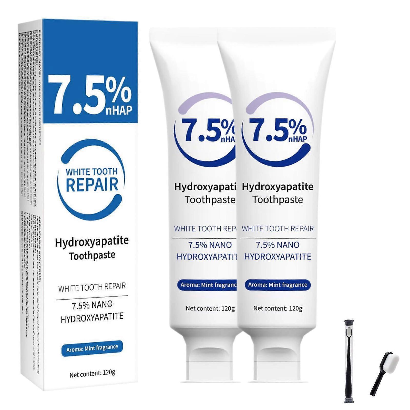 7.5% Hydroxyapatite Toothpaste for Sensitive Teeth, Enamel  and LongLasting Fresh Breath (2pcs)