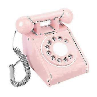 Wooden Retro Rotary Baby Telephone Toy, Pretend Play Interactive Playset, Pink YLW