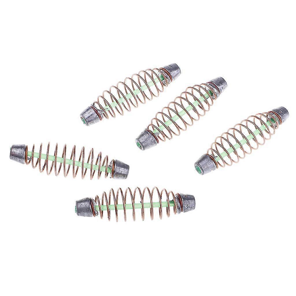 5pcs Metal fishing Feeder Bait Thrower Spring Spool Inline Method Feeder L
