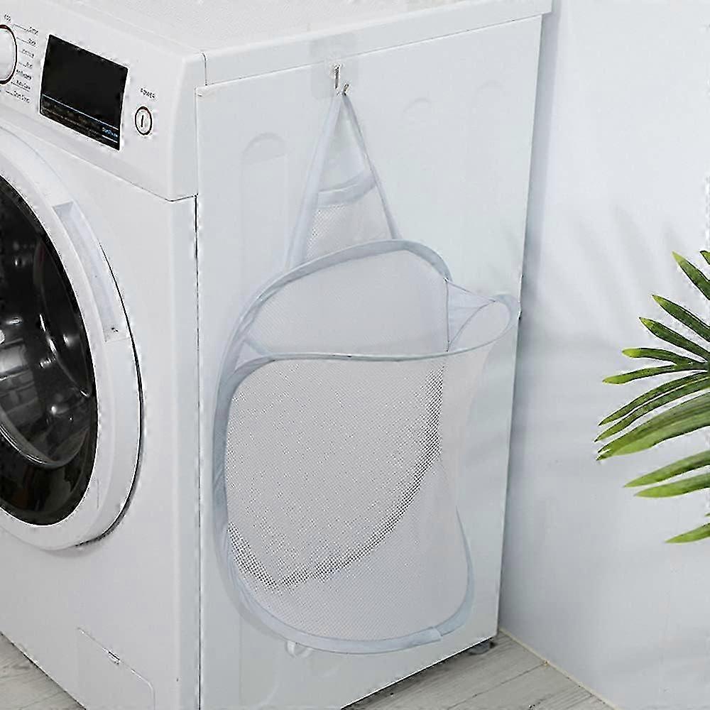 Foldable Mesh Laundry Hamper With Hanging Handle