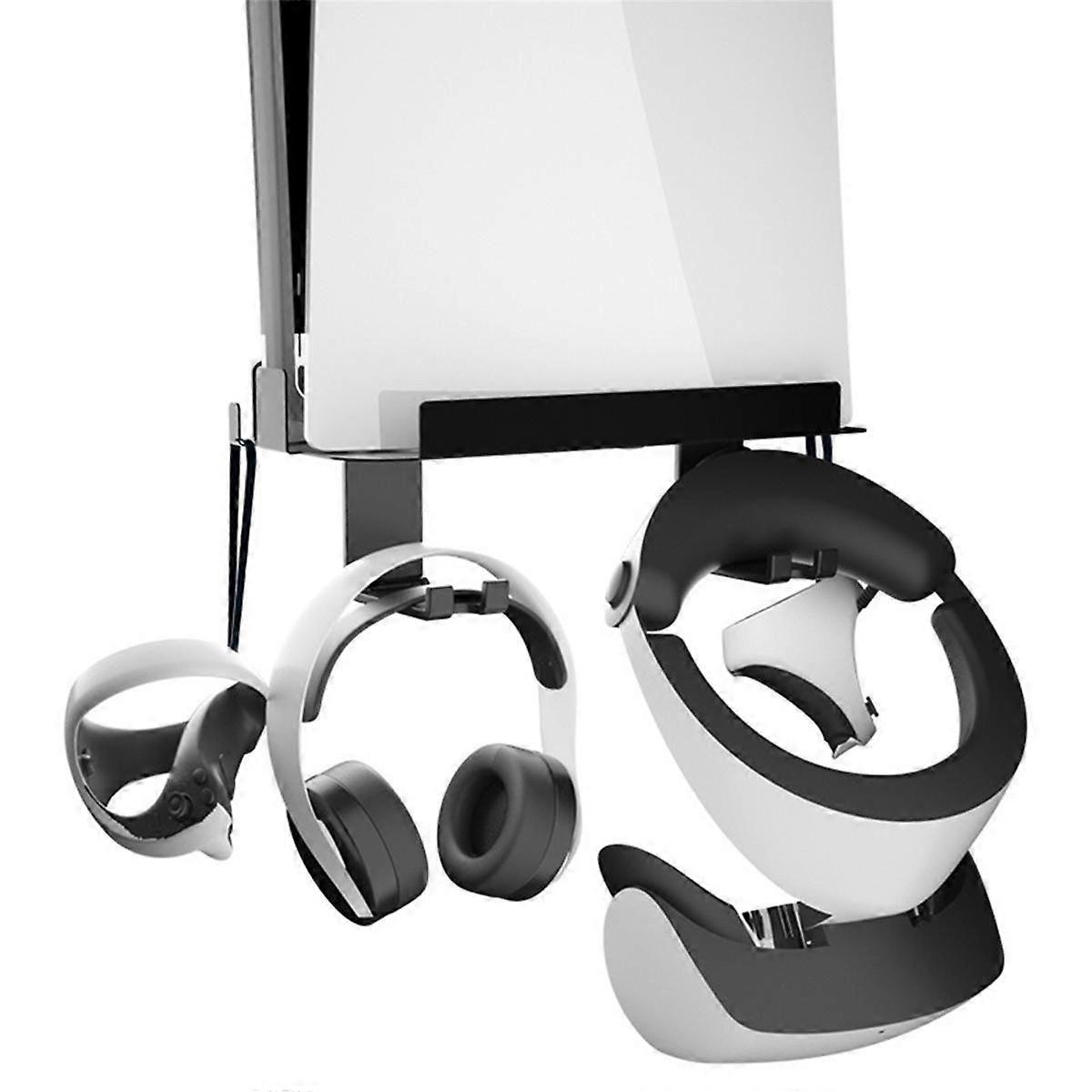 Wall Mount Bracket Compatible with PSVR2, Multi-functional Portable Console Bracket with Storable Headset Hook