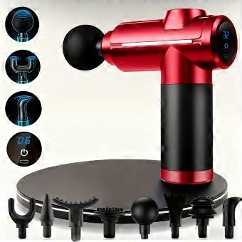 Cordless Percussion Massage Gun with 8 Interchangeable Heads, Rechargeable 1200mAh Battery for Full Body Back Neck Leg Muscle Relaxation