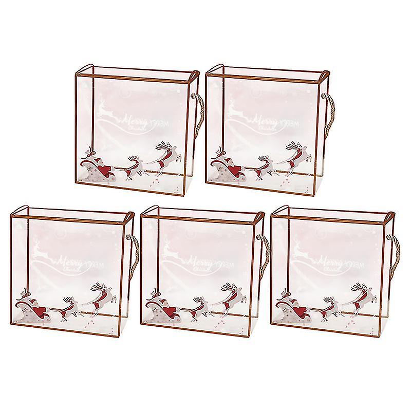 5pcs Creative Christmas Portable Candy Boxes Transparent Gift Packing Boxes @bugu