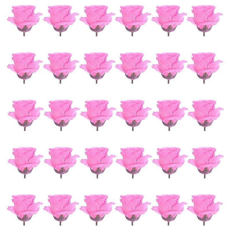 8X6cmピンクの結婚式は、30pcs人工金ダストソープローズウェディングギフトソープ香りの花(p